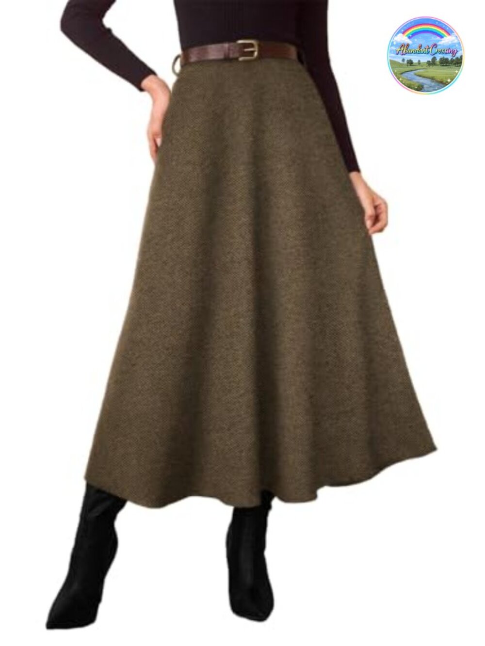 Women A-Line High Waist Midi Plaid Tartan Skirt Pockets